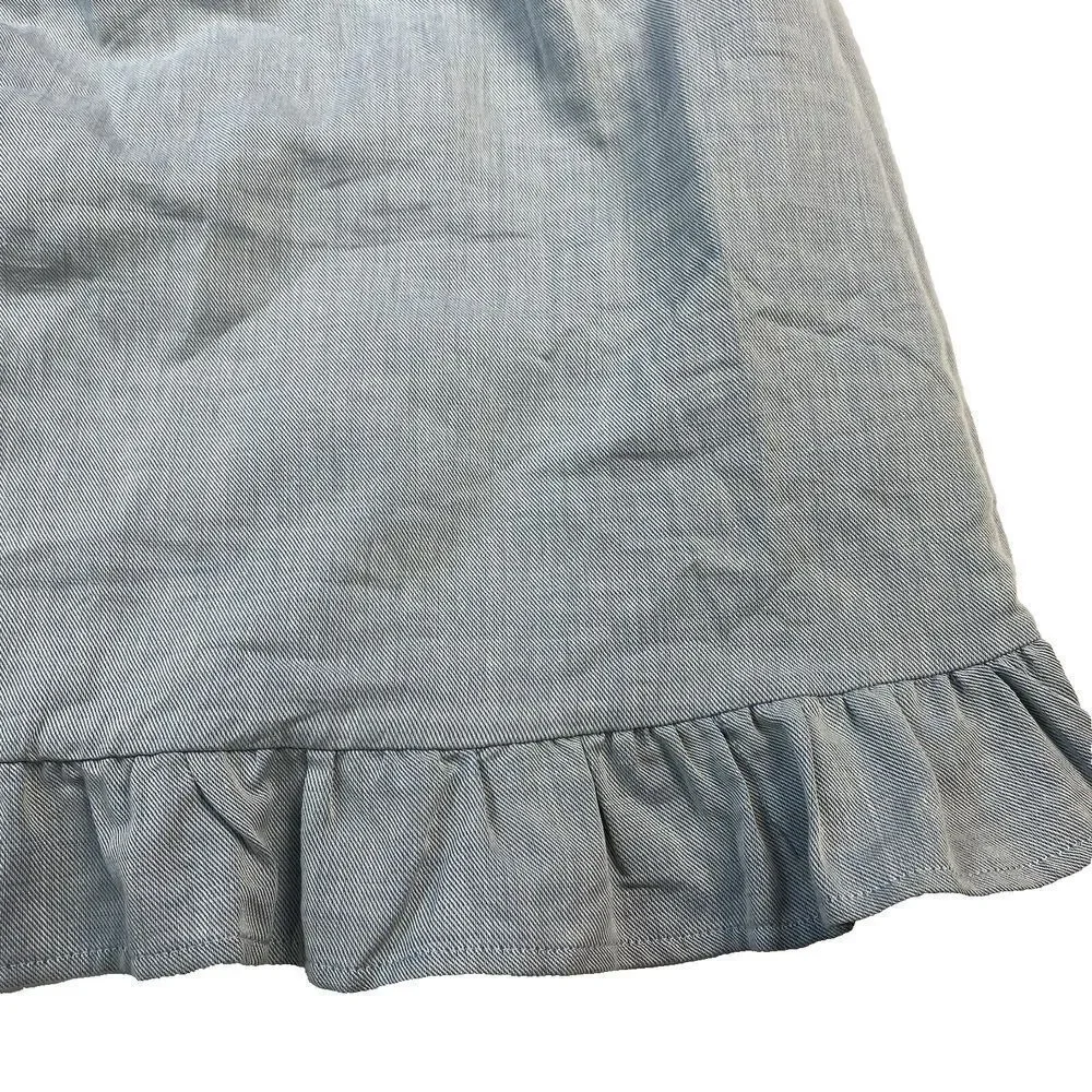 Who What Wear Women's Dress Small Chambray Twill Puff Sleeve Mini Ruffle Hem NWT